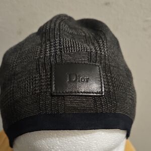 Dior Charcoal Plaid Knit Hat